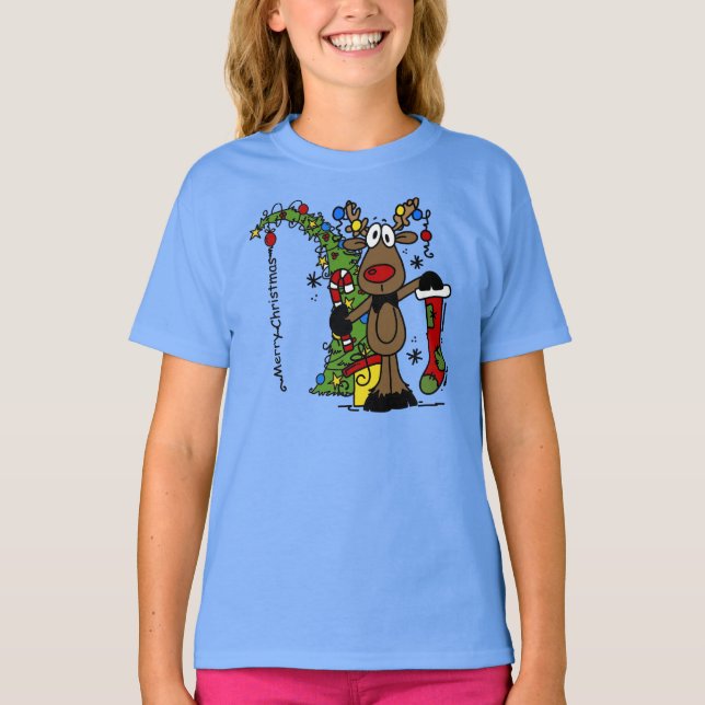 Frohe Weihnachts Reindeer T-Shirt (Vorderseite)