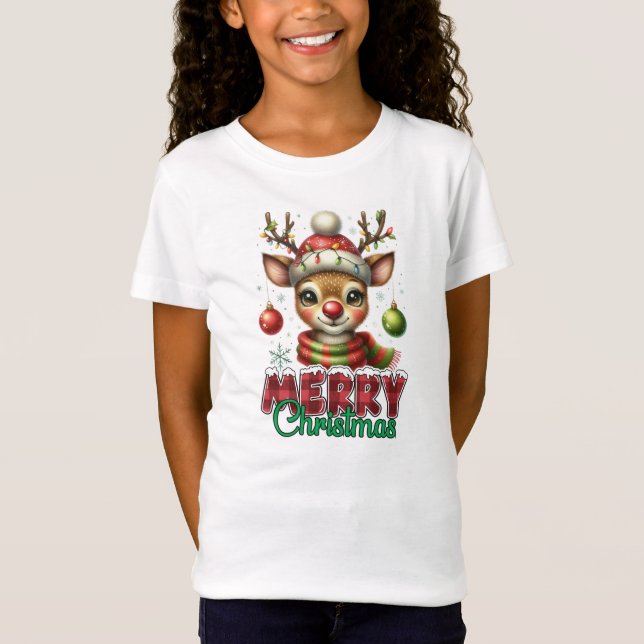 Frohe Weihnachts Reindeer T-Shirt (Vorderseite)