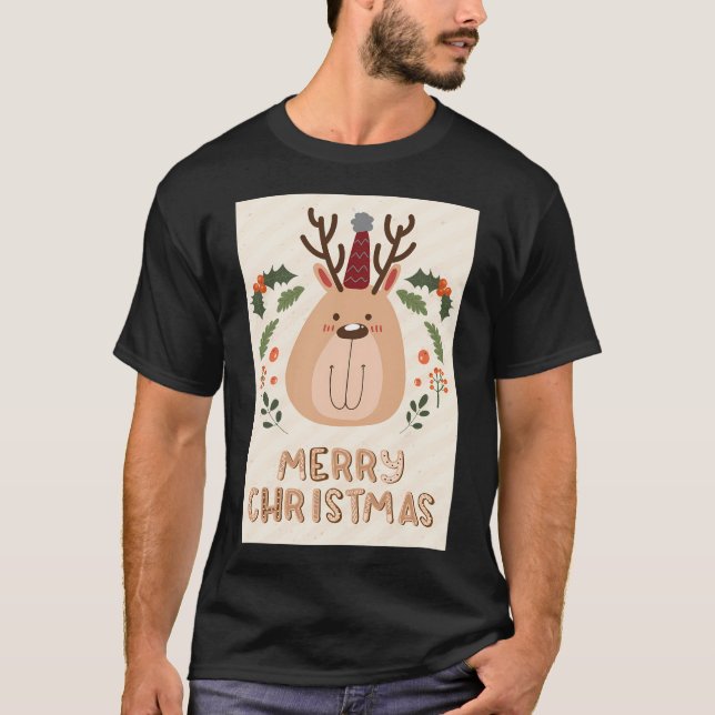 Frohe Weihnachts Reindeer T-Shirt (Vorderseite)