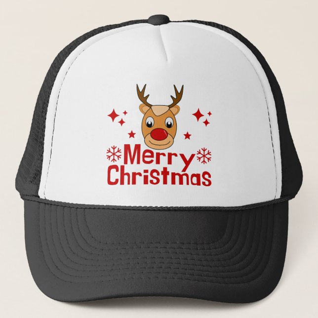 Frohe Weihnachts Reindeer Truckerkappe (Vorderseite)