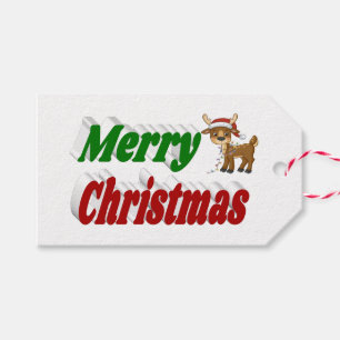 Frohe Weihnachts-Reindeer-Typografie Geschenkanhänger