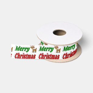 Frohe Weihnachts-Reindeer-Typografie Satinband