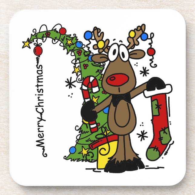 Frohe Weihnachts Reindeer Untersetzer (Vorderseite)