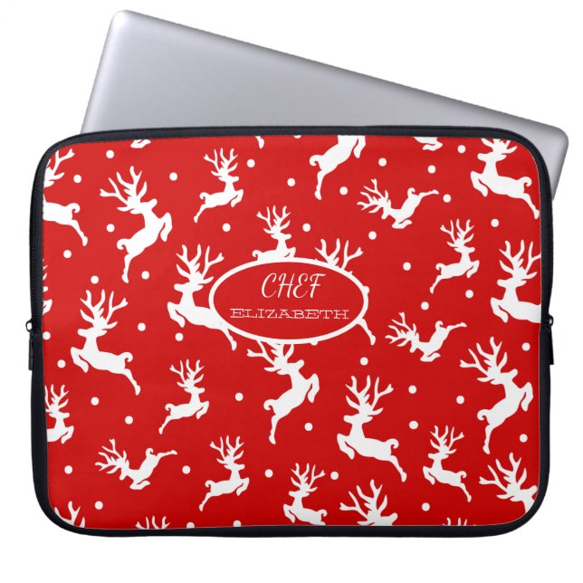 Frohe Weihnachts-Reindeers Red Holiday Laptopschutzhülle (Vorderseite)