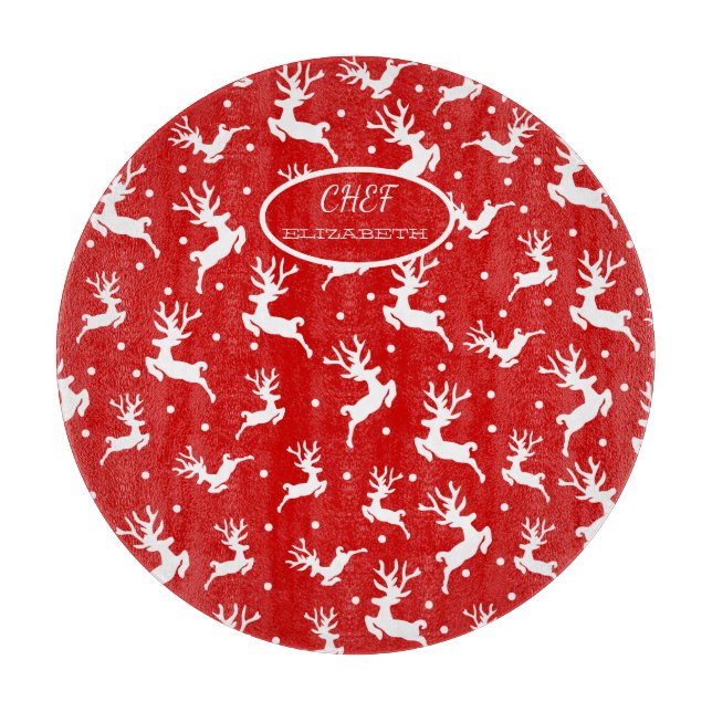 Frohe Weihnachts-Reindeers Red Holiday Schneidebrett (Vorderseite)