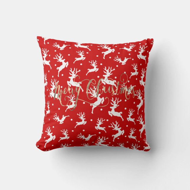 Frohe Weihnachts-Reindeers Red Kissen (Vorderseite)