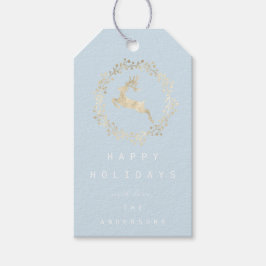 Frohe Weihnachts-Rentier Champaigne Gold Blue Geschenkanhänger