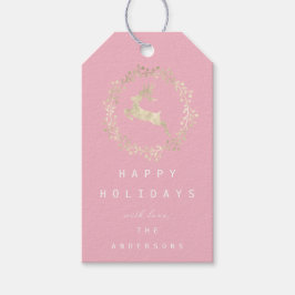 Frohe Weihnachts-Rentier Champaigne Gold Pink Geschenkanhänger