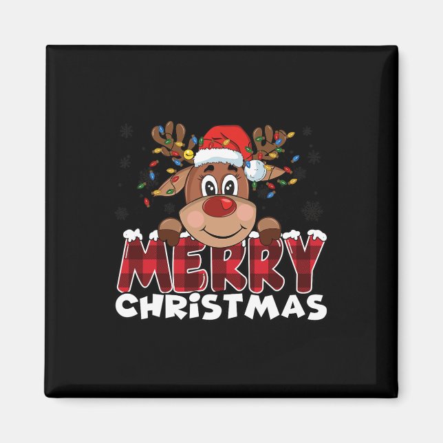 Frohe Weihnachts-Rentier Männer Frauen Familie Mat Magnet (Vorne)