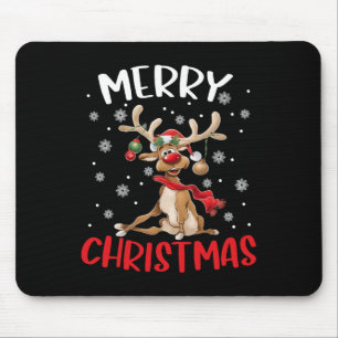 Frohe Weihnachts-Rentier Männer Frauen Familie Mat Mousepad