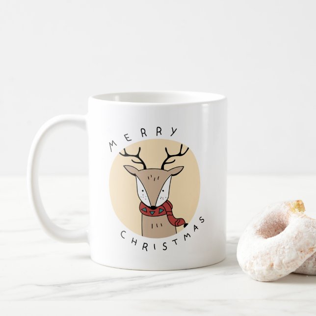 Frohe Weihnachts-Rentier mit Scarf Kaffeetasse (Mit Donut)