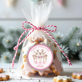 Frohe Weihnachts-Rentier-Personalisierter Name Runder Aufkleber