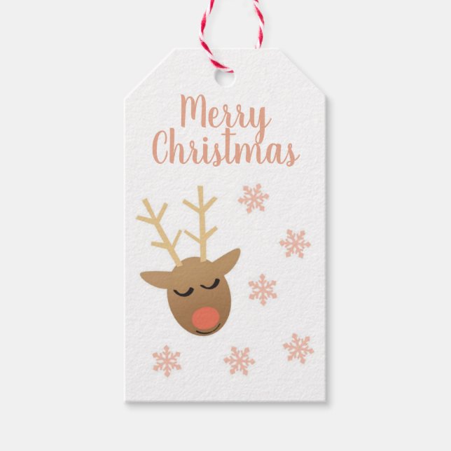 Frohe Weihnachts Rentier Pink Gold Geschenkanhänger (Vorderseite)