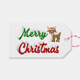 Frohe Weihnachts-Rentier-Rot-Grün-Skript Geschenkanhänger