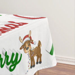 Frohe Weihnachts-Rentier-Rot-Grün-Skript Tischdecke