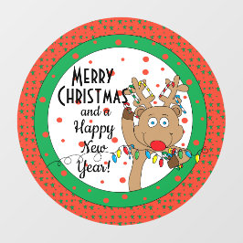 Frohe Weihnachts-Rentier sagt Rundfenster-Klammern Fensteraufkleber