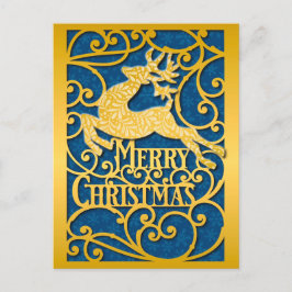 Frohe Weihnachts-Rentier-Silhouetten Schneeflocke Postkarte
