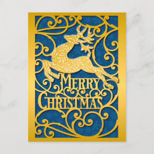 Frohe Weihnachts-Rentier-Silhouetten Schneeflocke Postkarte