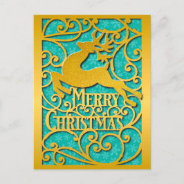 Frohe Weihnachts-Rentier-Silhouetten Schneeflocke Postkarte