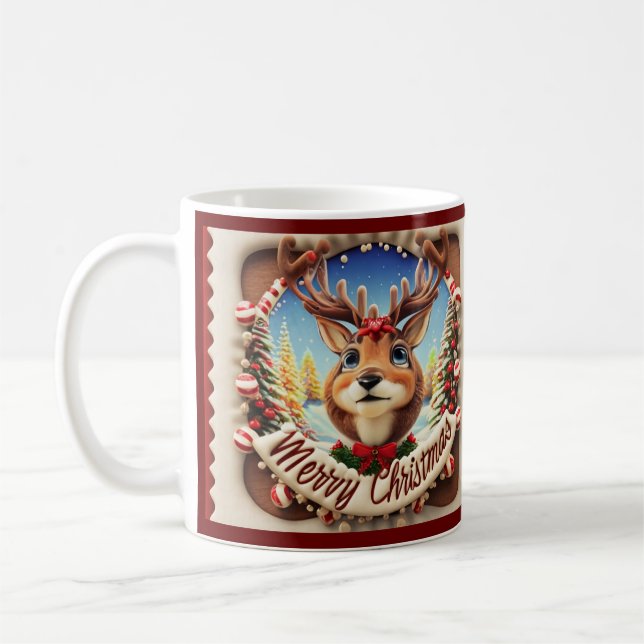 Frohe Weihnachts-Rentier-Tasse Kaffeetasse (Links)