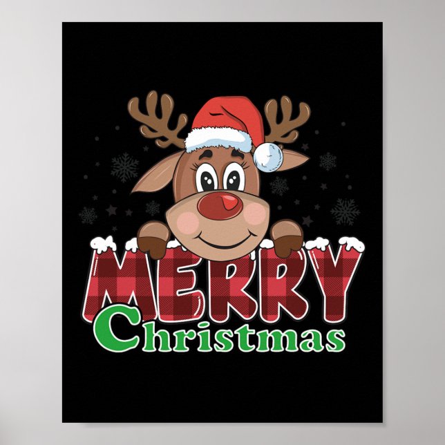 Frohe Weihnachts Rentier Xmas Familie Kinder Männe Poster (Vorne)