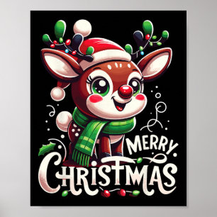Frohe Weihnachts Rentierbaum Lichter Xmas Familie Poster