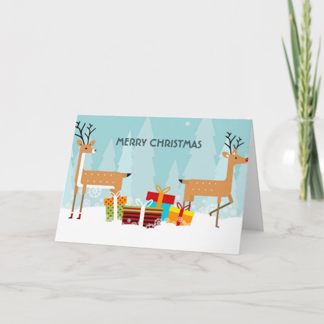 Frohe Weihnachts-Rentierkarte Karte (Vorderseite)