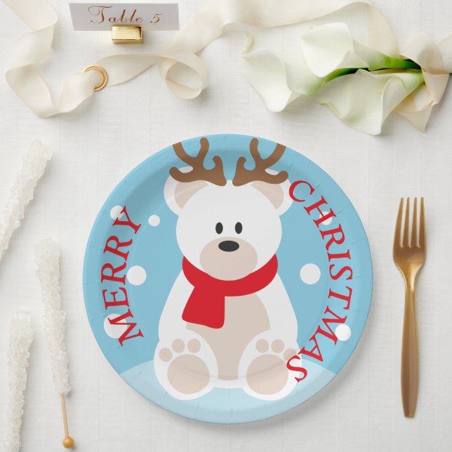 Frohe Weihnachts-Rentierpapier-Platte Pappteller (Hochzeit)