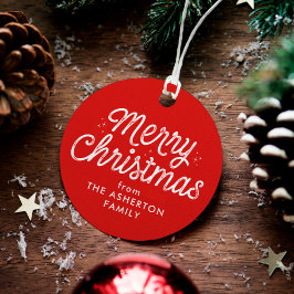 Frohe Weihnachts Retro-Drehbuch roten Urlaub Geschenkanhänger