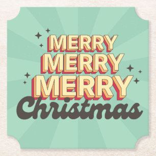 Frohe Weihnachts Retro Groovtext saisonale Untersetzer
