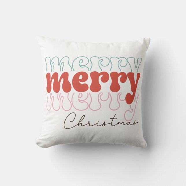 Frohe Weihnachts Retro Kissen (Vorderseite)