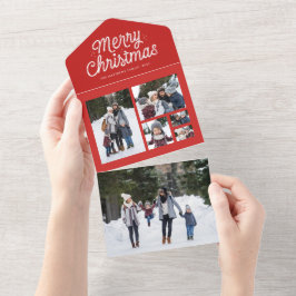 Frohe Weihnachts Retro Rote Collage einzigartigen All In One Einladung