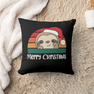 Frohe Weihnachts Retro Sloth Weihnachtsbaumkissen Kissen