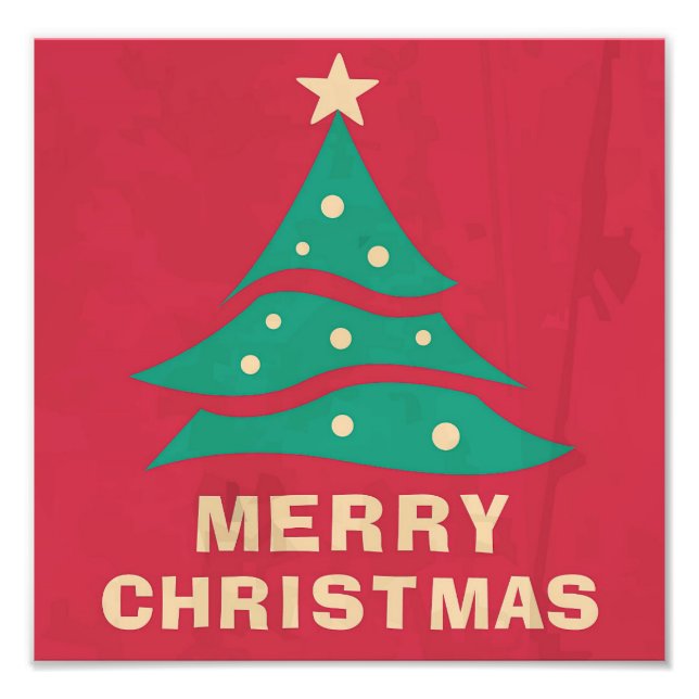 Frohe Weihnachts Retro Tree Fotodruck (Vorne)