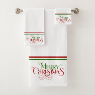 Frohe Weihnachts Retro Typografie Bath Badhandtuch Set