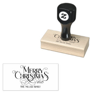 Frohe Weihnachts Retro Typografie Gummistempel