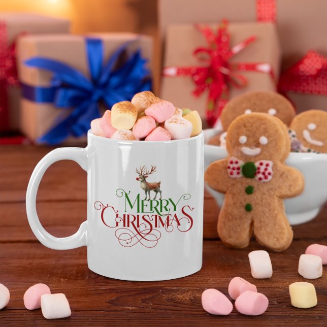 Frohe Weihnachts Retro Typografie Kaffeetasse (Von Creator hochgeladen)