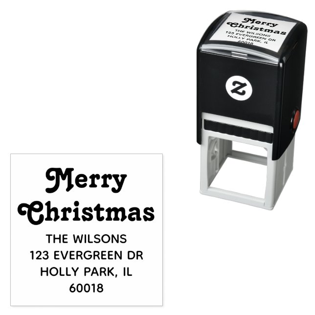 Frohe Weihnachts Retro Typografie Rücksendeadresse Permastempel (Beispiel)