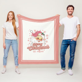 Frohe Weihnachts Retro Typografie Santa Pink Hat Fleecedecke