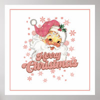 Frohe Weihnachts Retro Typografie Santa Pink Hat