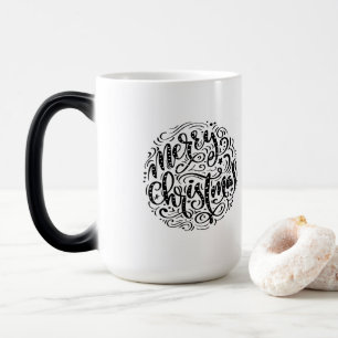 Frohe Weihnachts-Retro-Typografie Verwandlungstasse