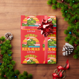 Frohe Weihnachts Rex-mas Dinosaurier Personalisier Geschenkpapier