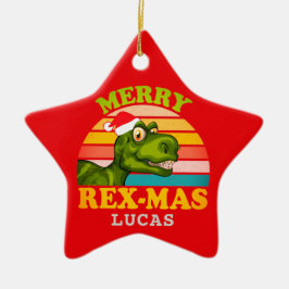 Frohe Weihnachts Rex-mas Dinosaurier Personalisier Keramik Ornament
