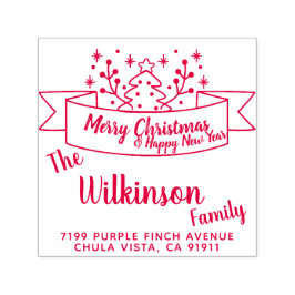 Frohe Weihnachts-Ribbon-Handschrift Permastempel