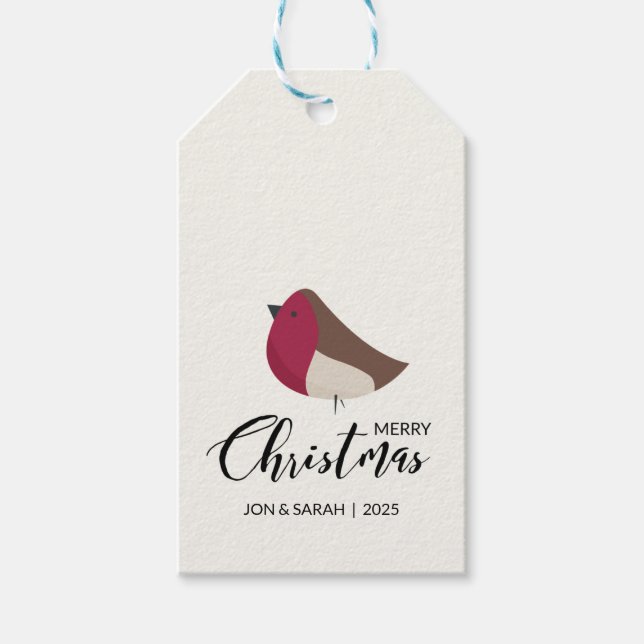 Frohe Weihnachts Robin Geschenkanhänger (Vorderseite)