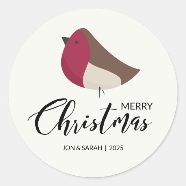 Frohe Weihnachts Robin Runder Aufkleber (Vorderseite)