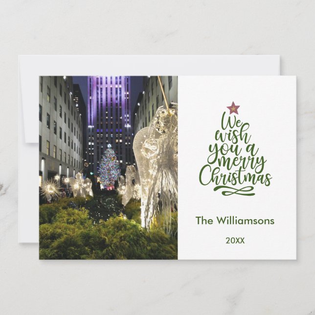 Frohe Weihnachts-Rockefeller-Tree und Foto Karte (Vorderseite)