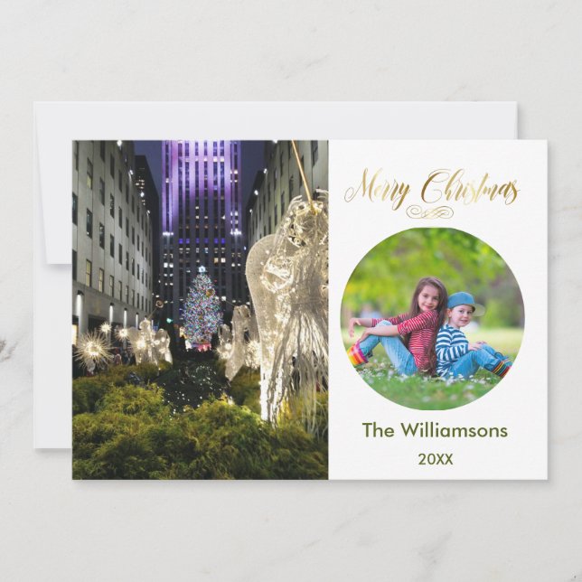 Frohe Weihnachts-Rockefeller-Tree und Foto Karte (Vorderseite)