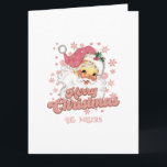 Frohe Weihnachts Rosa Retro-Typografie Santa Claus Karte<br><div class="desc">Frohe Weihnachten rosa Retro-Typografie mit einem Weihnachtsmann mit einem rosa Hut. Anpassbarer Text auf der Vorderseite und verlassen im Innenbereich.</div>