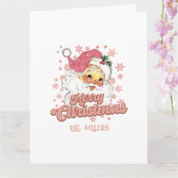 Frohe Weihnachts Rosa Retro-Typografie Santa Claus